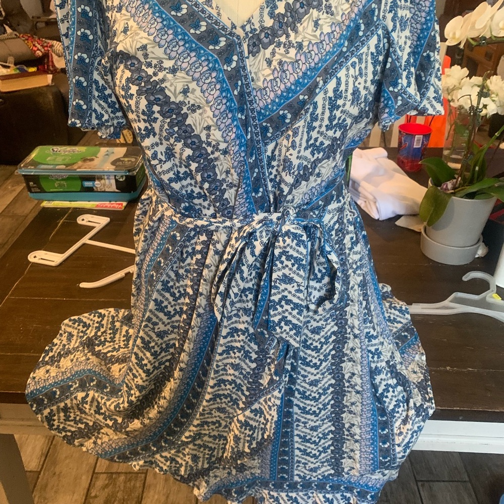 SO Blue and White Floral Dress